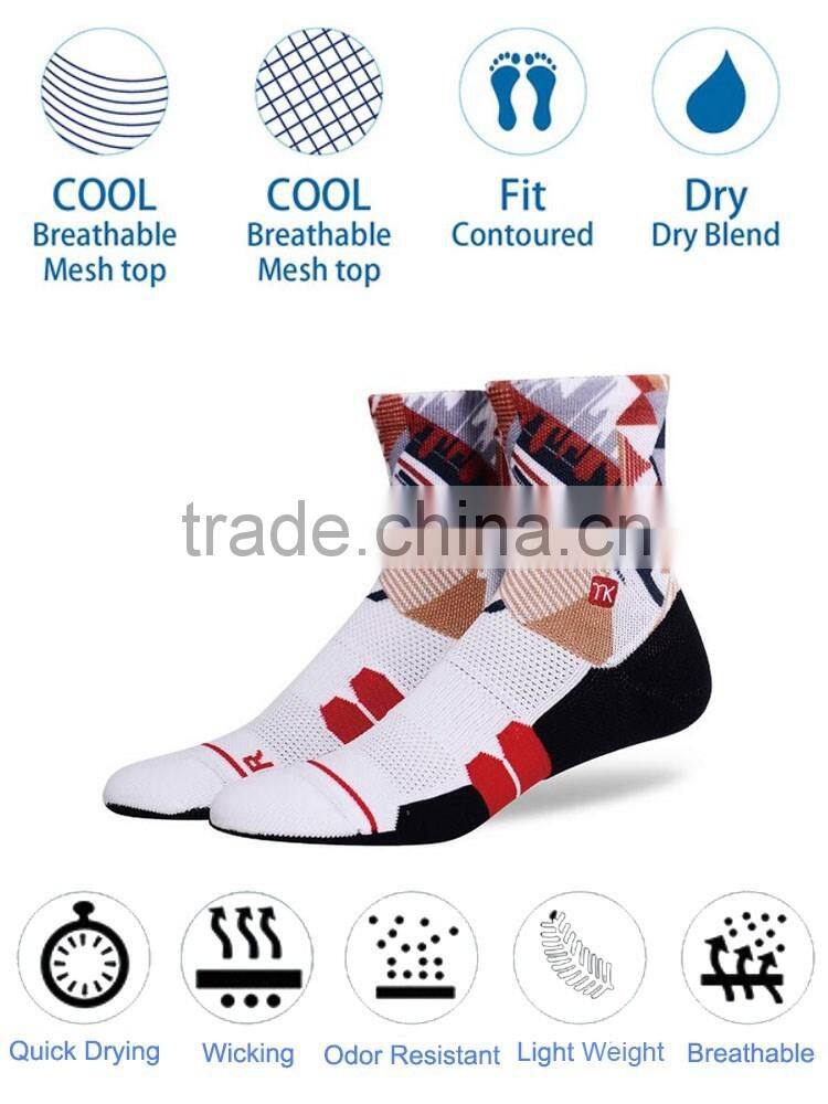 360 digital print sport man compression socks running coolmax