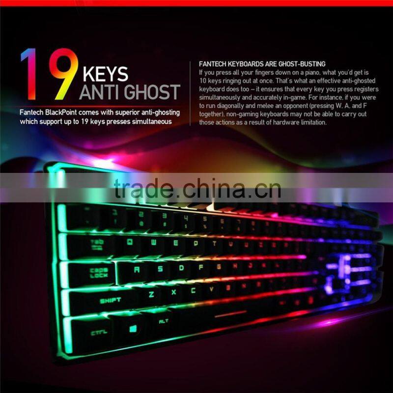 High quality Brand FANTECH K9 ABS Colorful LED Backlit Wired USB Gaming Keyboard for mechanical keyboard