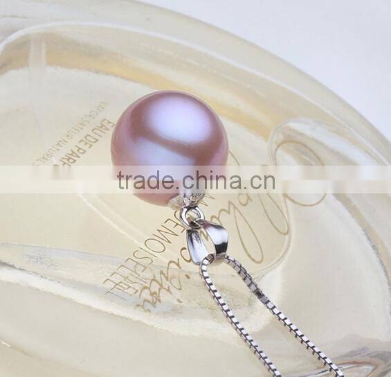 8.5-9mm AAA round natural color sterling silver freshwater pearl pendant