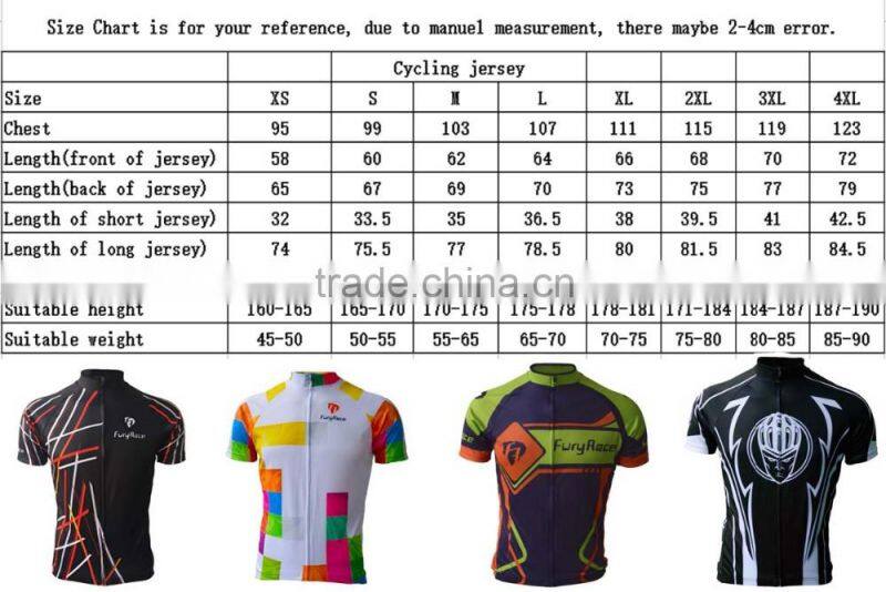 2016 OEM Sublimation Print Manufacturer Custom Quick Dry Blank Cycling Jersey
