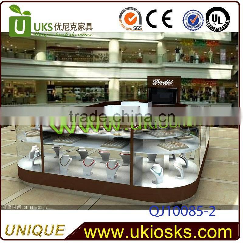 High glossy jewelry display, glass jewellery kiosk,jewellery showcase design