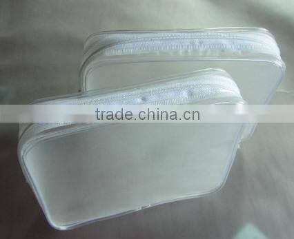 white frosted zipper closure transparent clear pvc cosmetic bag