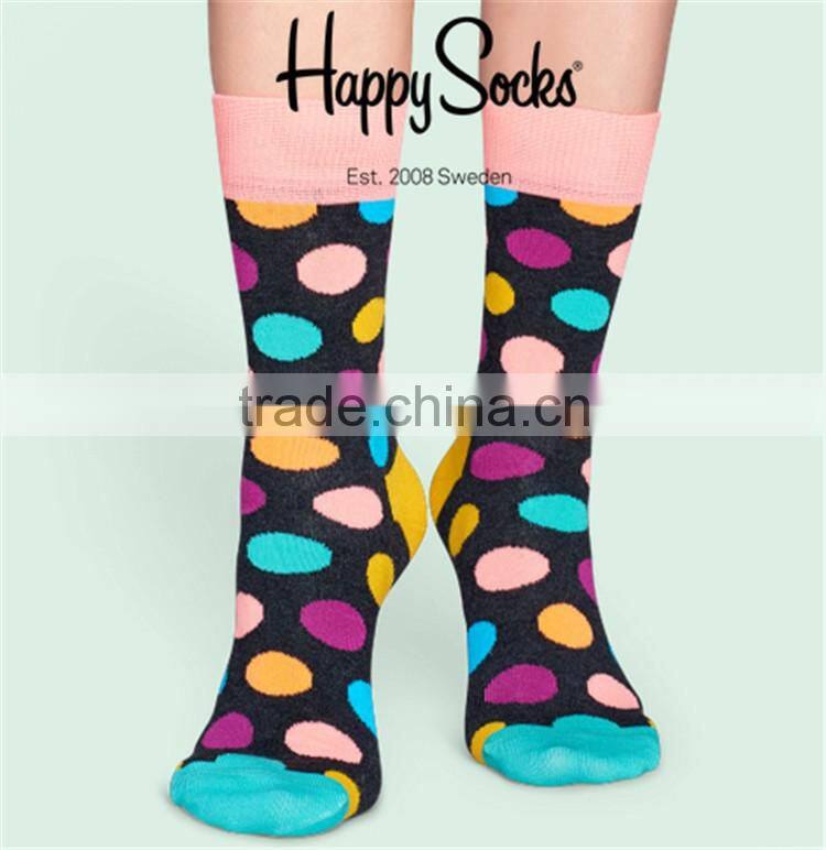 Custom Different Style Colorful Dotted Socks,Mens crew socks,happy dotted dress socks