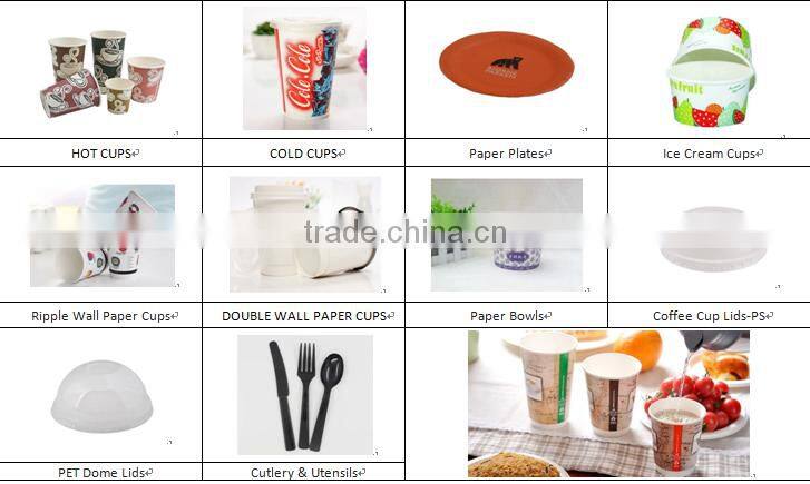 Frozen paper bowl single wall paper cup with double PE plastic lid China made