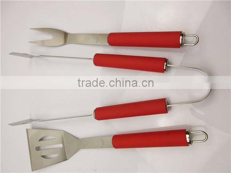 Rubbet Plastic Handle Stainless Steel Barbecue Grill Tools set