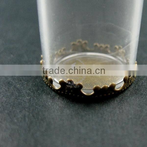 40x20mm vintage style round glass tube dome in bronze antiqued bezel tray DIY wish vial pendant charm supplies 1810284
