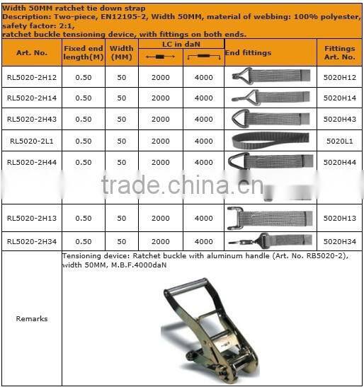 width 50mm ratchet tie down strap;retractable ratchet strap;ratchet lashing strap