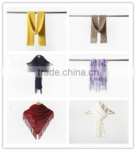 Fringe color mixed white black scarf for retail selling