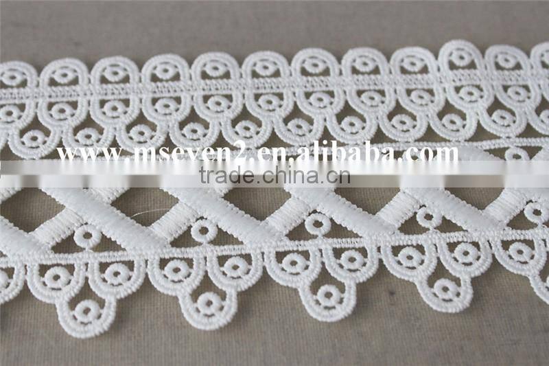 high quality of polyester lace trim, chemical lace trim white lace in 7 1/2 cm for lady garments
