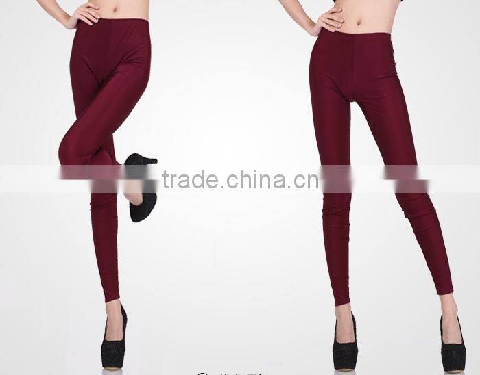 2014 Korean Sexy Ladies High Elastic Leggings Neon Shiny Bright Stretch Tights Colorful Leggings