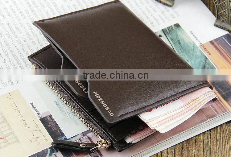 2016 Fashion Men Wallets Faux Leather Bifold Wallet ID Credit Card Holder Coin Purse Pockets Clutch With Zipper Wallets
