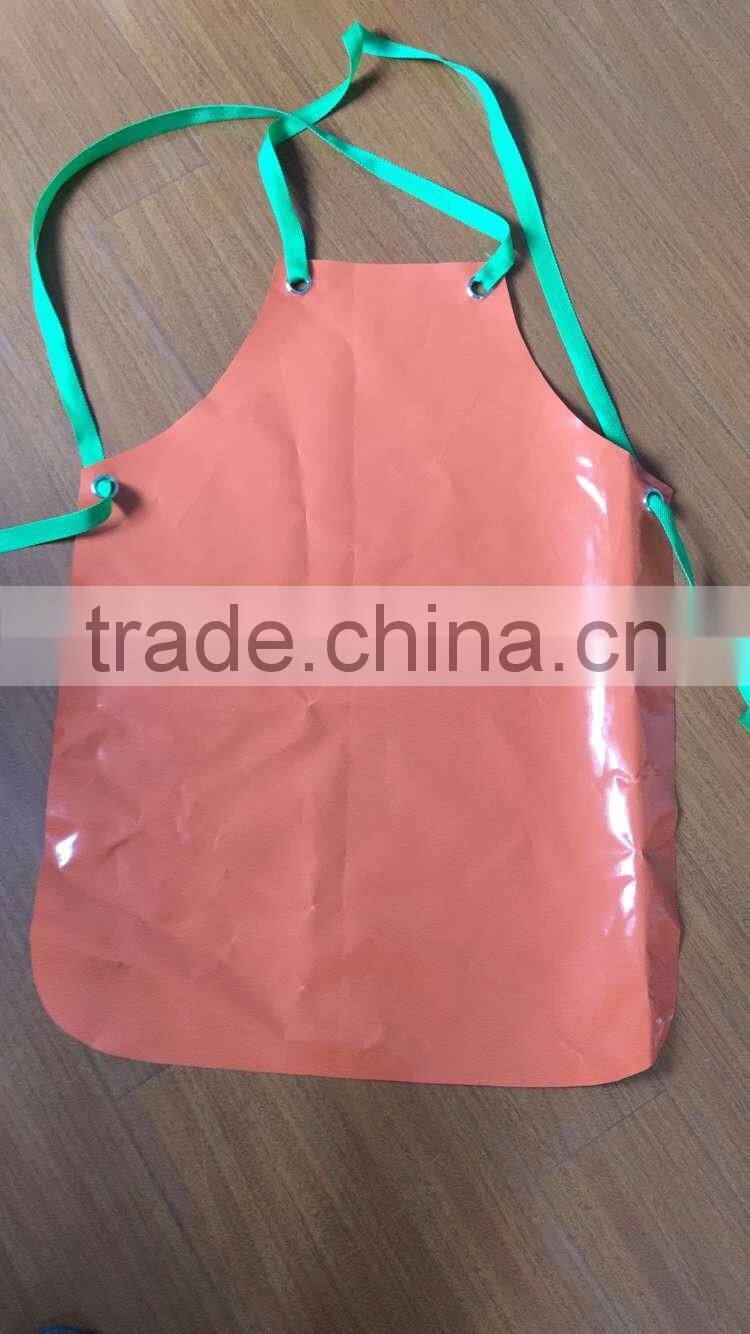 Full length new style bib dishwasher butcher fish cutting apron with green closure strips