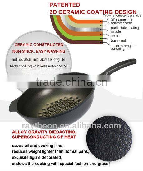 3D Ceramic Coating Swallow Die-Casting Alu Frying Pan(Invention Patent Granted in China,2013 Perfect Portable Houseware Gift )
