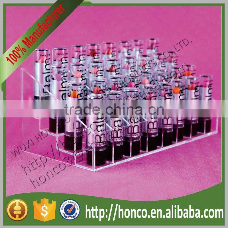 Newest Clear Colour 4 Tiers 32 Bins Acrylic Display Rack for Lipstick Cosmetics