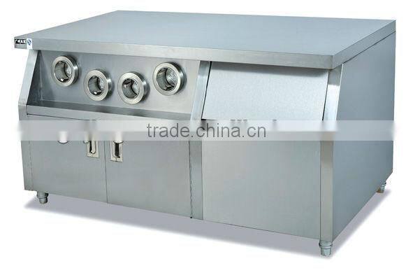 stainless steel kitchen work table with cabinet