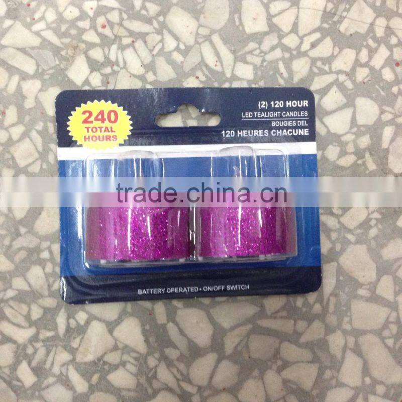 Christmas Glitter Battery Powered LED Tea Lights flameless Flickering 2 Pack flicking led gliter tealight candles