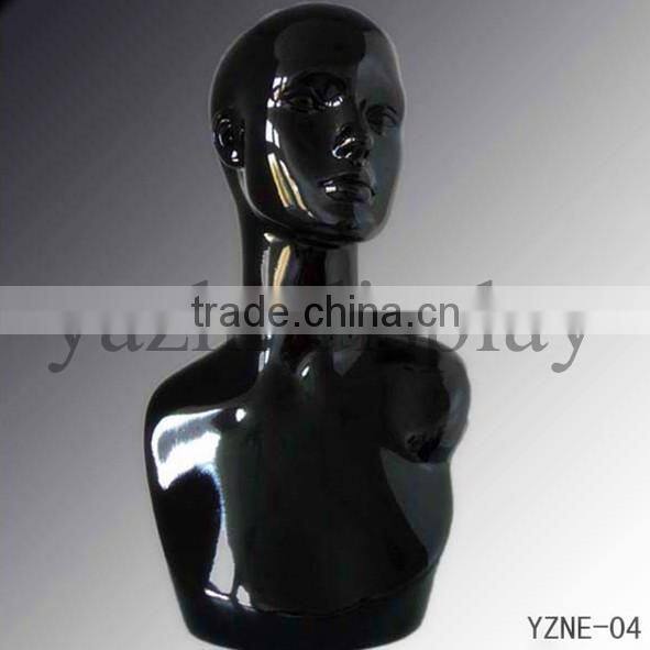 black bust mannequin jewerly stand holded display mannequin