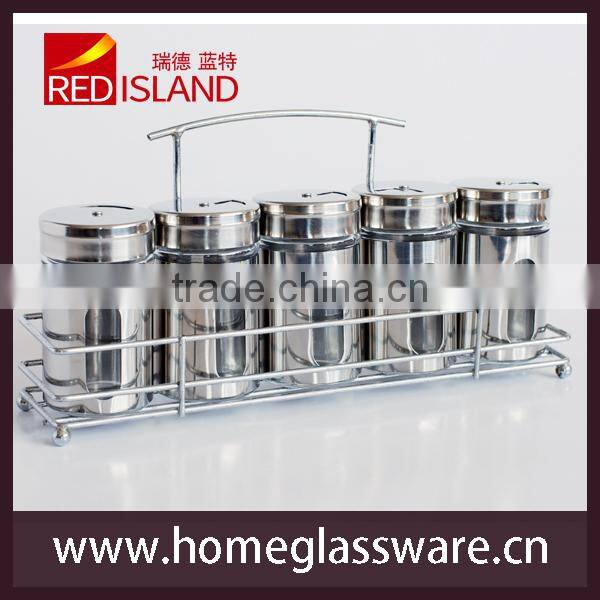 Stainless Steel Glass Spice Shaker Jar Adjustable Top Herbs Salt Pepper