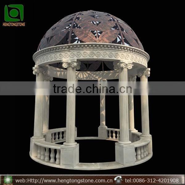 Outdoor White Marble Roman Column Gazebo