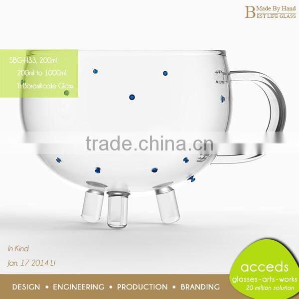 Hand Blown Personalized Single Wall Fancy Borosilicate Glass Tea Mug