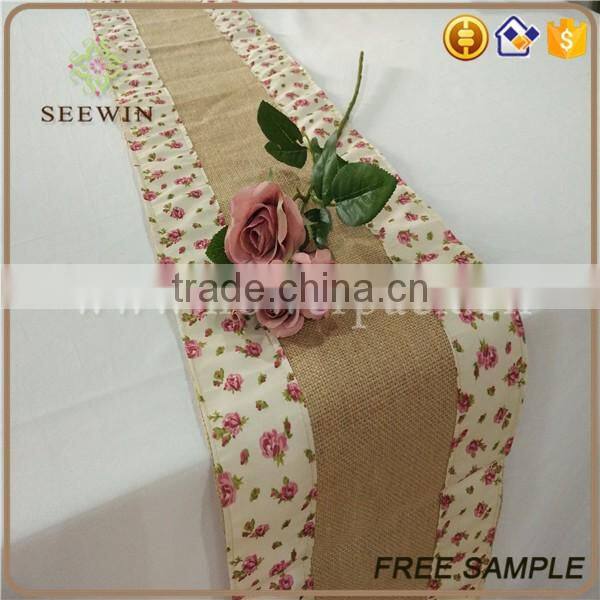 2016 high quality jute lace dining table runners