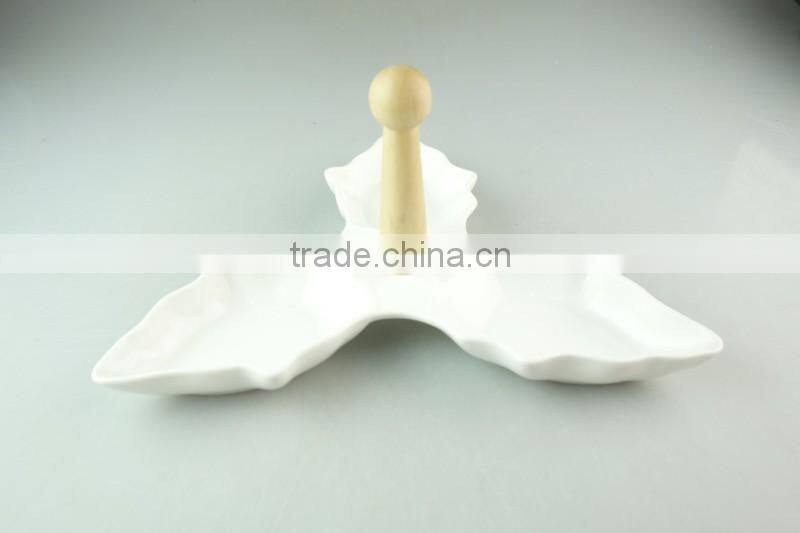 Ceramic Snack Platter /3 SECTIONS/Serving Dish Party Dining Sharing Plate White