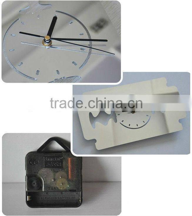 Supply creative fashion blade mirror wall clock / mute scan wall clock