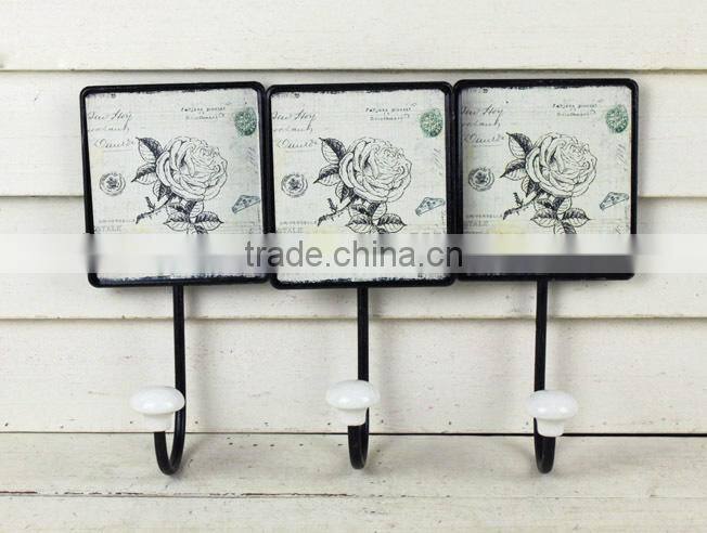 Hot Sale paper decal Metal hanging antique rose hooks for home decor