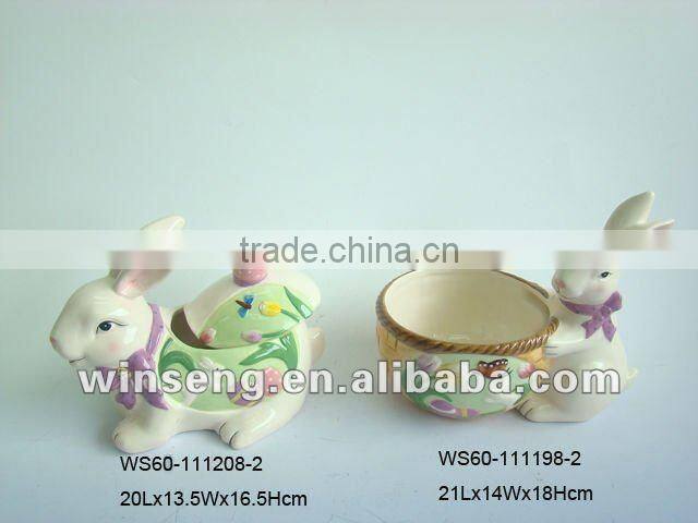 Lovely white Easter rabbit ceramic ashtray