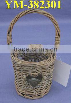 Cheap white willow antique candle holder with handle