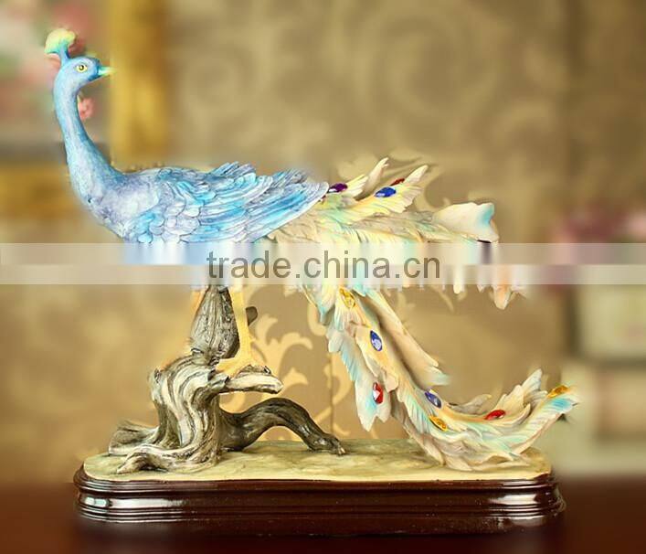 Polyresin Home Decorative Peacock, resin sculpture
