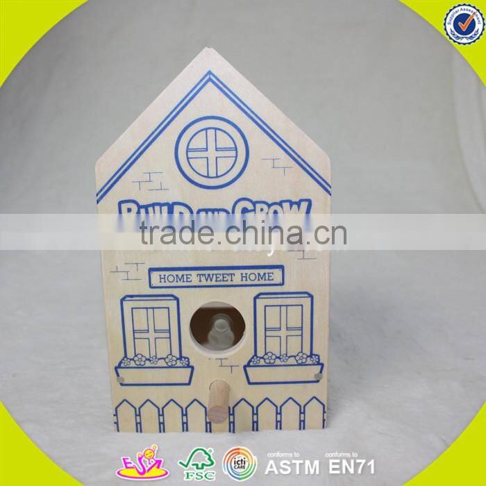 2017 new fashion funny children wooden bird house W03B049