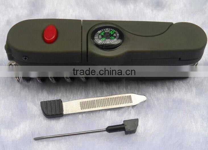 Multifunction Outdoor Pocket Survival Tool with Knife &LED &Compass