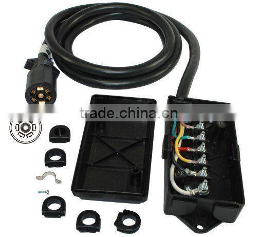 S60180 Universal Molded Trailer Light Plug Wiring Harness 7 Way RV 8' Cord Trailer NEW