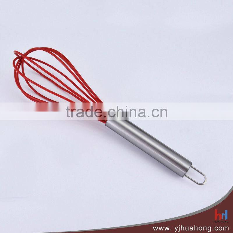 Transparent plastic handle silicone egg whisk (HEW-37A)