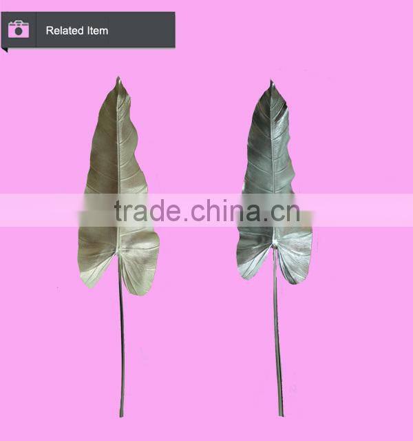 Artificial leaves for decoration sliver golden glitter leaves wedding decoration