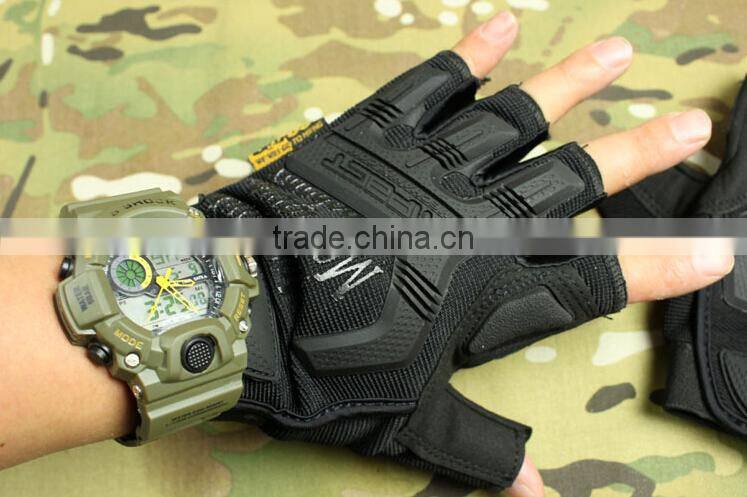 custom black antislip abrasion proof warm military half finger tactical gloves