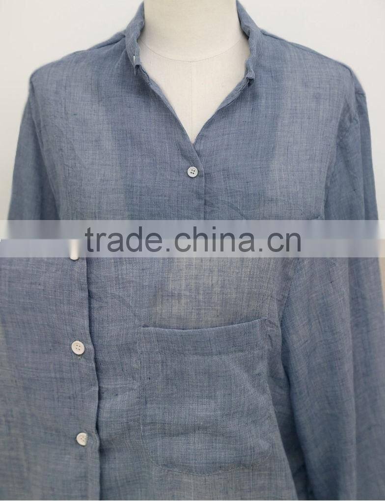 SZXX Wholesale Womens Lady Hemp Breathable Casual Blouse Shirts