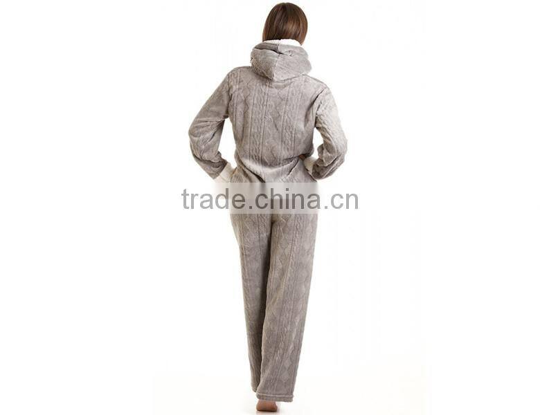 Fancy Fleece Hooded Set Grey pajamas for ladies