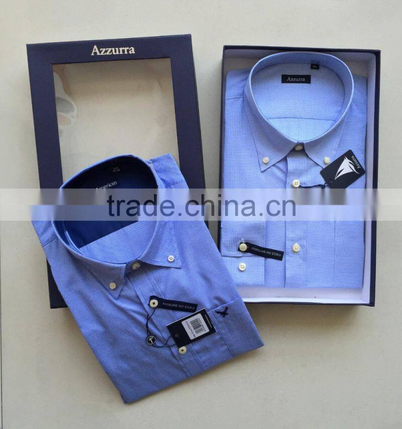 Men's T/C yarn dyed check business shirt with box packing
