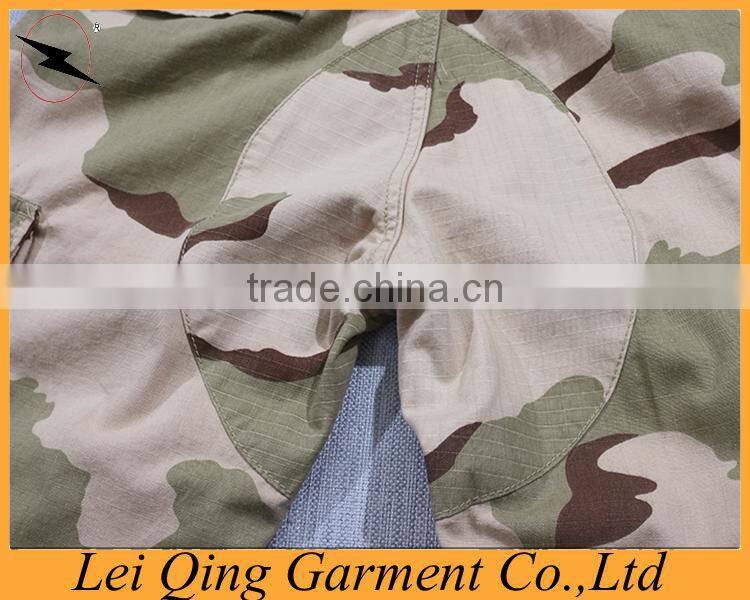 Mens top quality pockets camouflage knee zipper pants