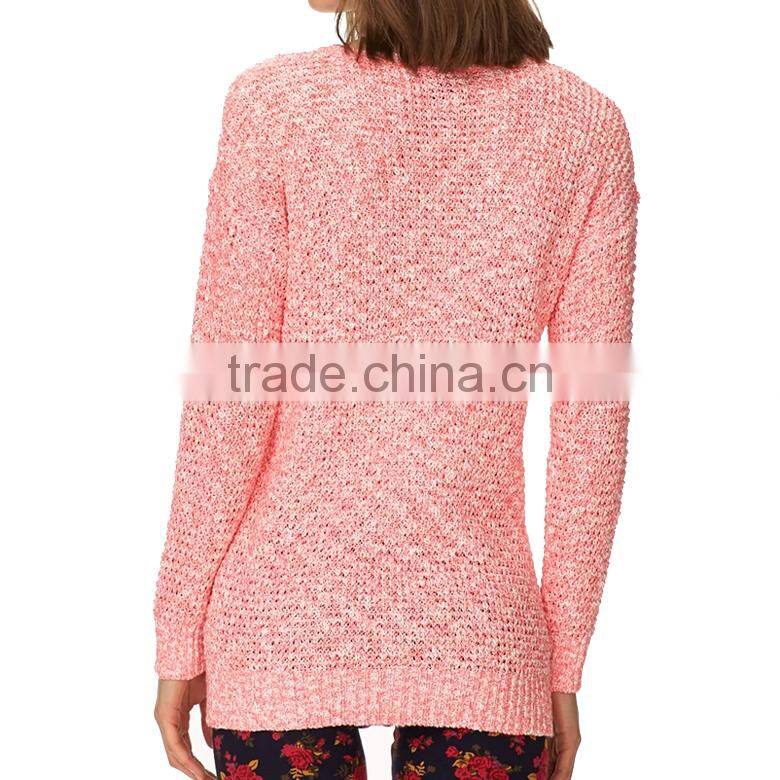 bright mixed color drop shoulder sleeve crew neck latest design ladies sweater