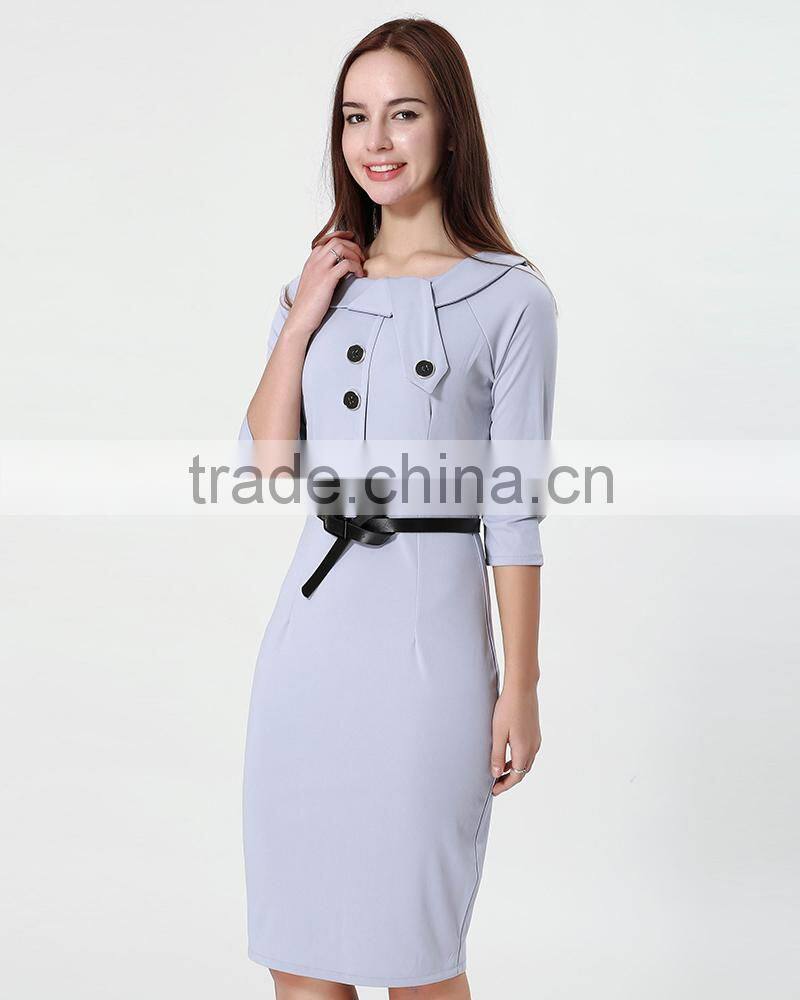 Yihao Trade Assurance New Women Casual Dress Elegant Party Vintage Polka Solid Work Clothing ladies office wear dresses dress