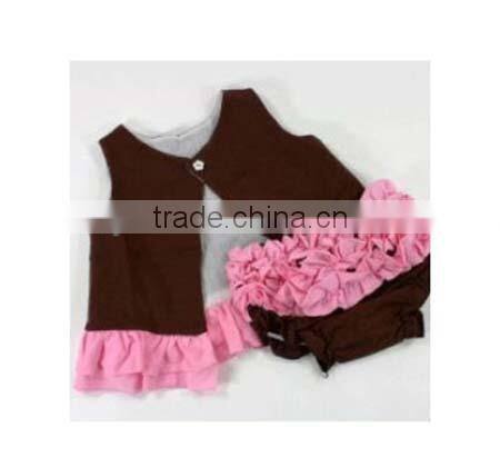 Factory price wholesale cute beautiful baby girls chevron Swing Top Set, Hot sale Children's Clothing Sets SW655