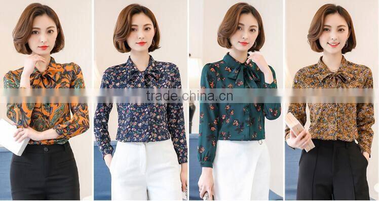 new models blouses fashion Elegant Office Blouse Work Wear Loose Printed Women formal tops and blouses