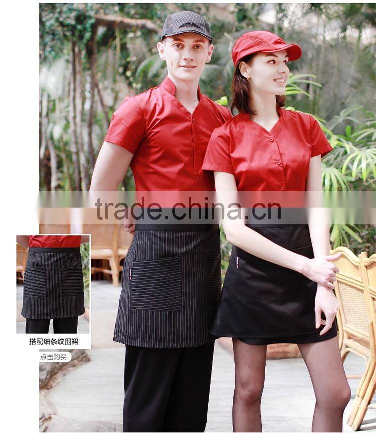Juqian 2016 oem classic unisex sexy chinese restaurant waiter/waitress uniform designs