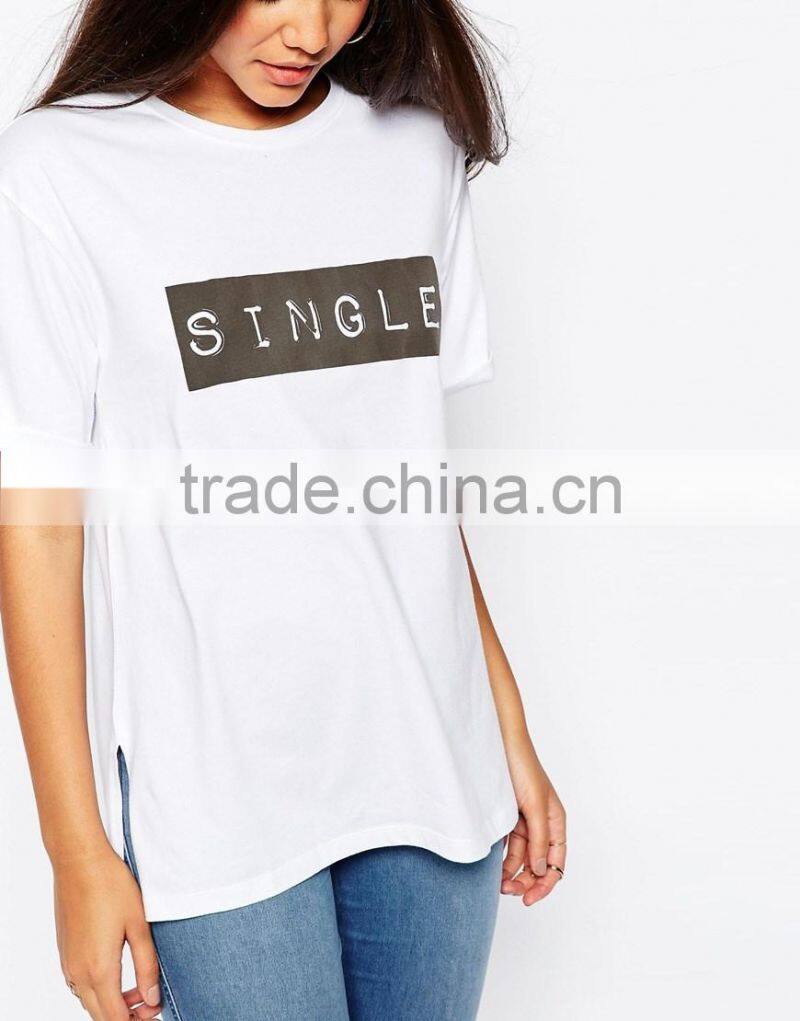 New collection simple design print letter fashion T-shirt for lady