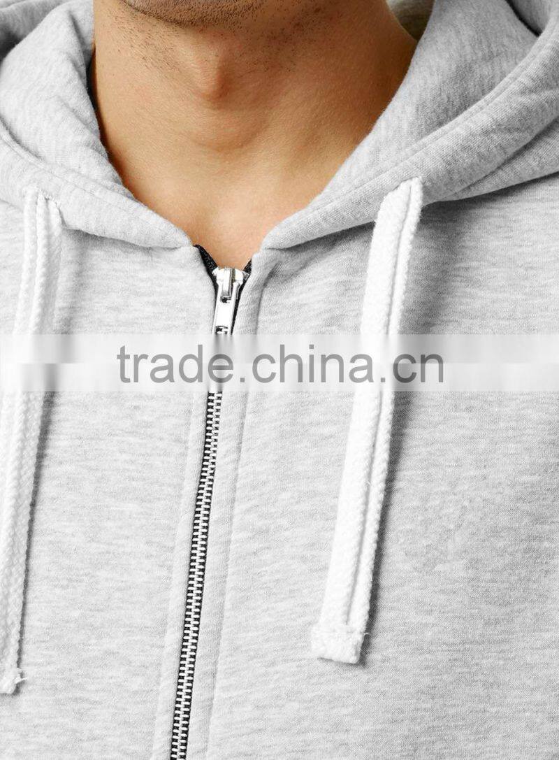 100%Cotton zip up plain hoodies men's custom hoodies factory 2017