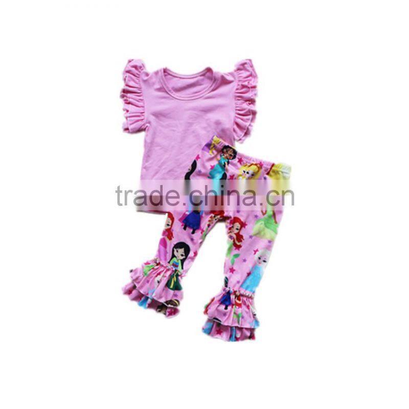2017 fall children clothing bbay girls flutter top + princess carpis outfits baby clothes european