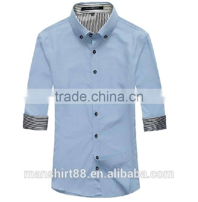 2016 button down collar men's 3/4 sleeve oxford shirt